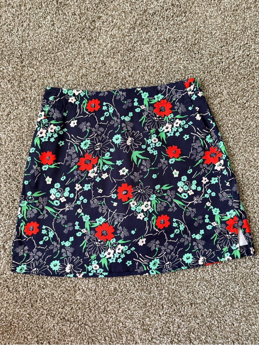 Lady Hagen Navy Mini Skirt with Red & Mint Floral Print